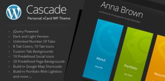 Cascade Theme WordPress de carte de visite personnelle