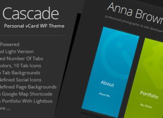 Cascade Theme WordPress de carte de visite personnelle