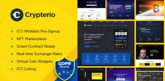 Crypterio Theme WordPress de page datterrissage NFT et Crypto
