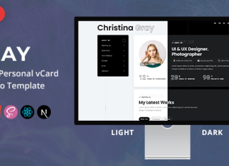 Gray Modele de carte de visitePortfolio personnel NextJS