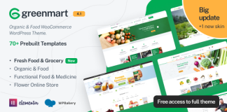 GreenMart – Theme WordPress WooCommerce pour produits biologiques et alimentaires