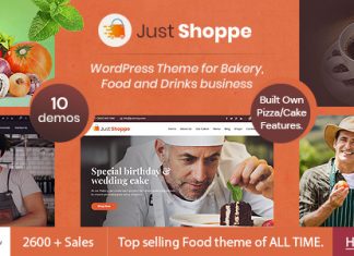 Justshoppe Theme WordPress Elementor pour gateaux boulangerie et alimentation