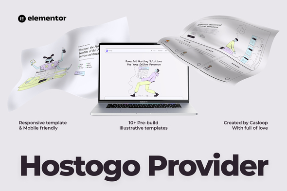 Modele de kit Elementor pour fournisseur dhebergement Hostogo