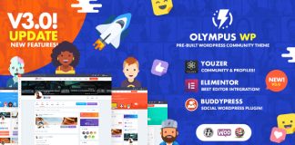 Olympus Theme WordPress de reseau social
