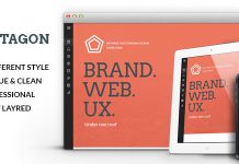 Pentagon – Modèle PSD créatif d’une page Pentagon Modele PSD creatif dune page