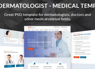 Piel Modele PSD de site medical pour dermatologue