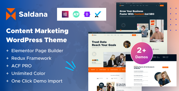 Saldana Theme WordPress pour les services de marketing de