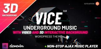 Vice Theme Elementor WordPress pour la musique underground