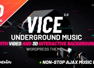 Vice Theme Elementor WordPress pour la musique underground