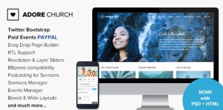Adore Church Theme WordPress reactif