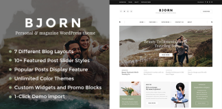 Bjorn Theme de blog personnel WordPress reactif