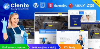 Clenix Theme WordPress pour les services de nettoyage
