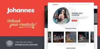 Johannes Theme de blog personnel pour auteurs et editeurs