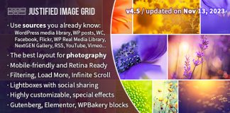 Justified Image Grid Galerie WordPress Premium