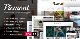 Piemont Theme de blog WordPress Premium pour les voyages