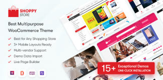 ShoppyStore Theme WordPress polyvalent Elementor WooCommerce 15 pages daccueil