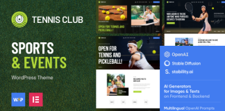Theme WordPress Tennis Club Sports Evenements