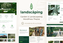 Theme WordPress de paysagiste pour amenagement paysager de jardin