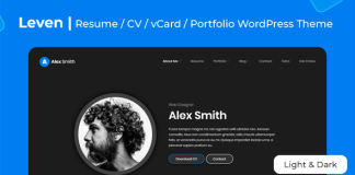 Theme WordPress pour CV en ligne Leven Resume