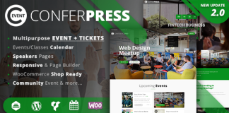 ConferPress Theme WordPress polyvalent pour la vente de billets.png