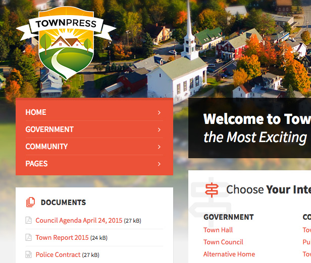 Vue détaillée de l'en-tête de TownPress
