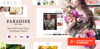 Paradis Theme WordPress Elementor WooCommerce pour fleuriste 8 pages.png