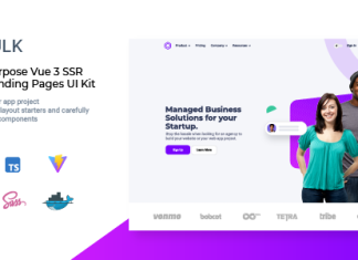 Vulk Kit dinterface utilisateur de pages datterrissage SaaS Vue.png
